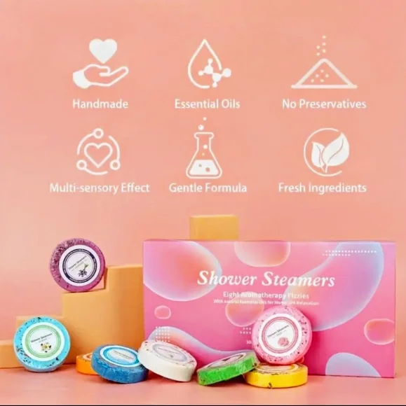 NWT 🥰🚿SHOWER STEAMERS 8 PC GIFT BOX🚿🥰 $30 RETAIL 🎄🎁 $15! - Picture 3 of 6